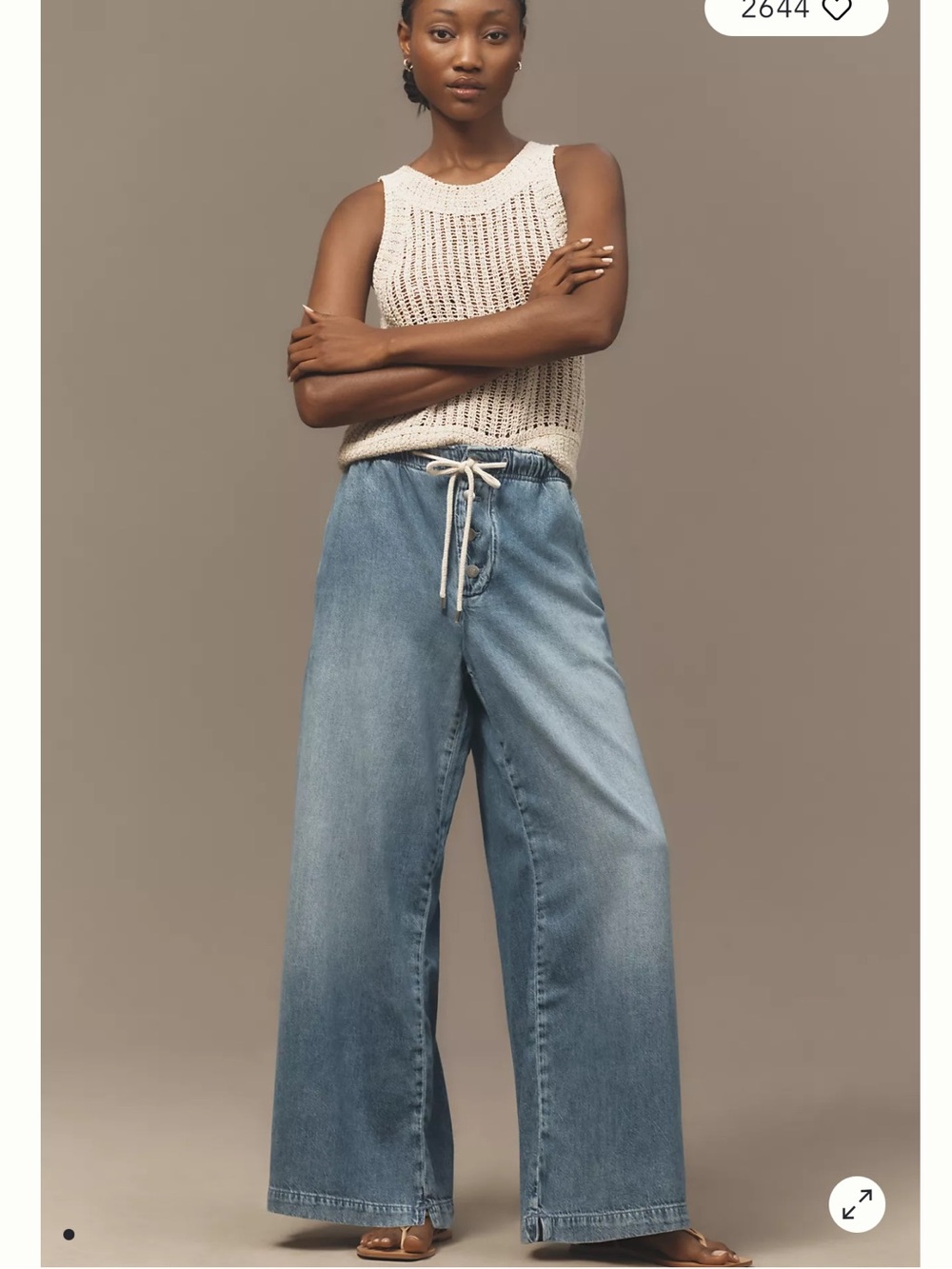 Anthropologie Pilcro Drawstring Pull-On Wide-Leg Jeans